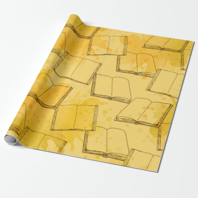 Book pattern wrapping paper (Unrolled)