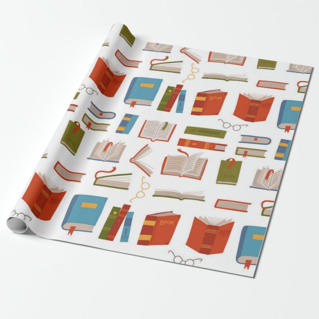 Book pattern wrapping paper (Unrolled)