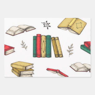 Book pattern wrapping paper sheet