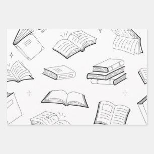 Book pattern wrapping paper sheet