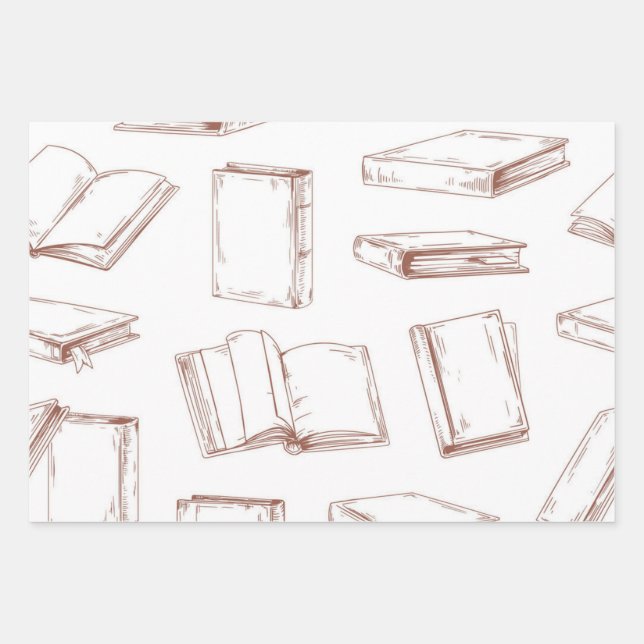 Book pattern wrapping paper sheet (Front)