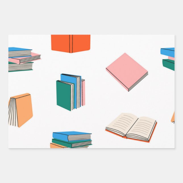 Book pattern wrapping paper sheet (Front)