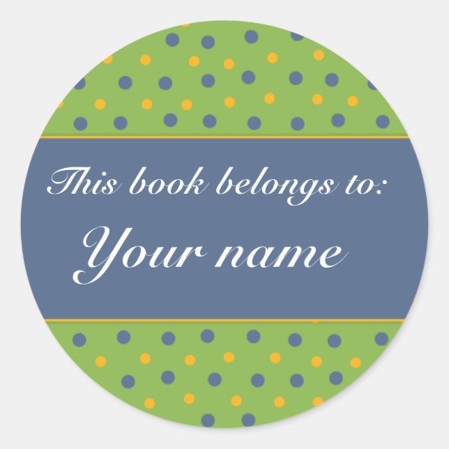 Book Plate - Customize with your name Classic Round Sticker (Front)