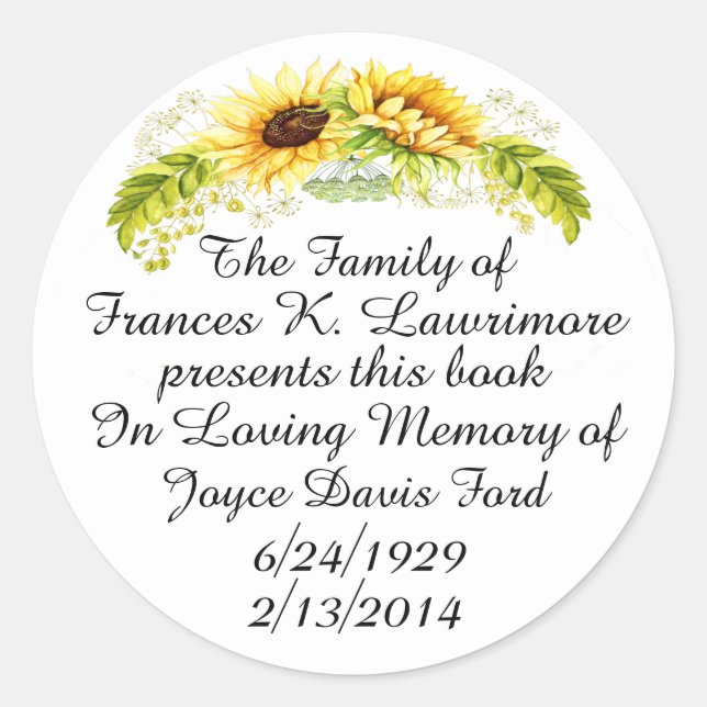 Book Plate In Memoriam Sticker (Front)
