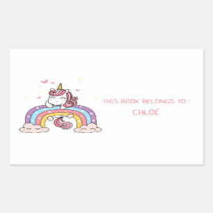 BOOK PLATE : UNICORN + RAINBOW STICKER
