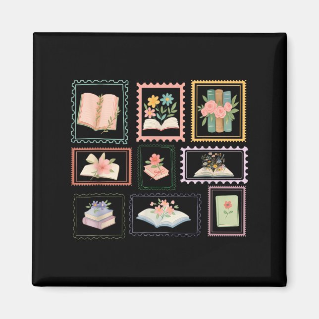 Book Postage Stamp Bookish Stamp Reading Lover Magnet (Front)