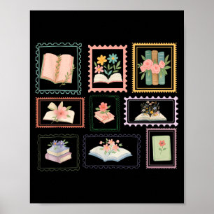 Book Postage Stamp Bookish Stamp Reading Lover Poster