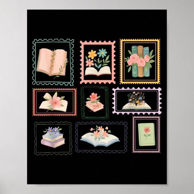 Book Postage Stamp Bookish Stamp Reading Lover Poster (Front)