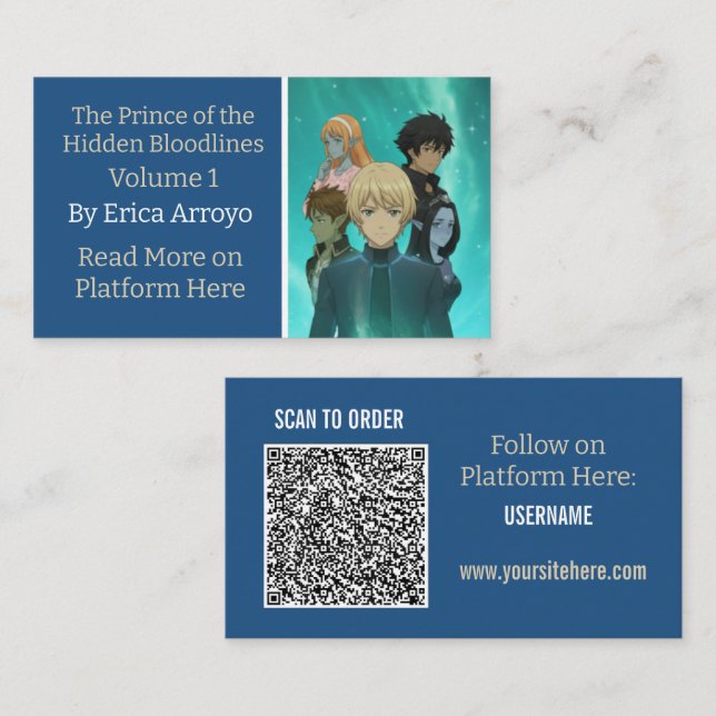 Book Promotion Indie Author QR Code Business Card (Front/Back)