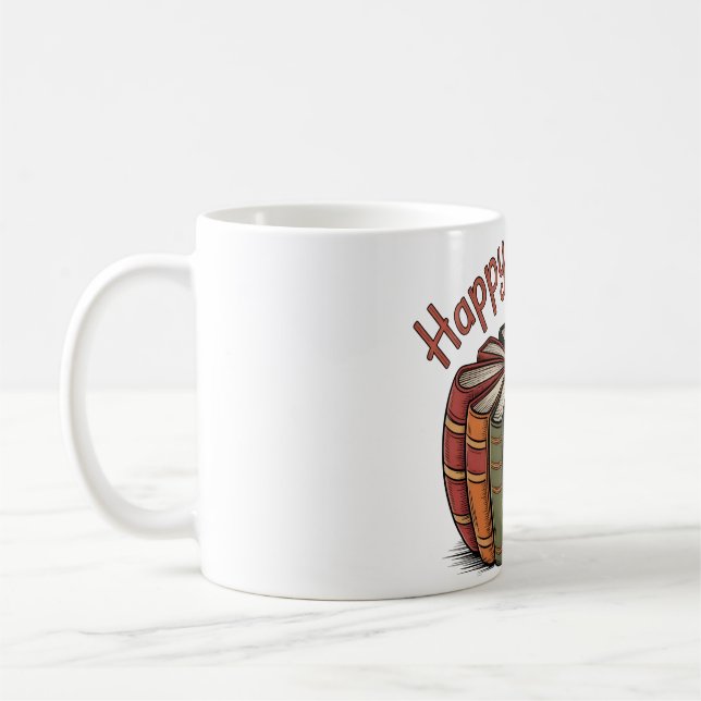 Book Pumpkin Happy Birthday Coffee Mug (Left)