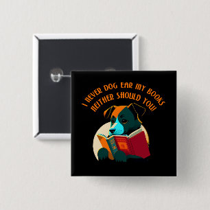 Book Puppy Dog Ear Humour 2 Inch Square Button