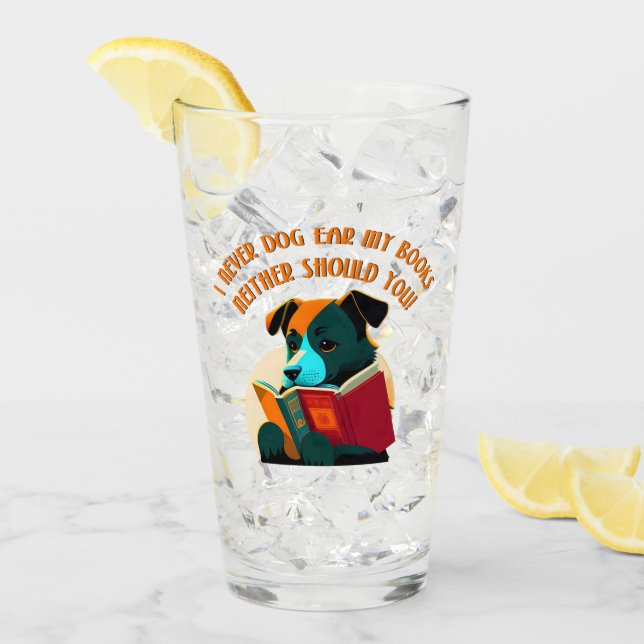 Book Puppy Dog Ear Humour Glass (Front Ice)