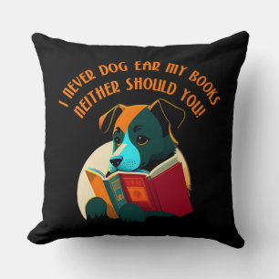Book Puppy Dog Ear Humour Throw Pillow