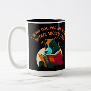 Book Puppy Dog Ear Humour Two-Tone Coffee Mug