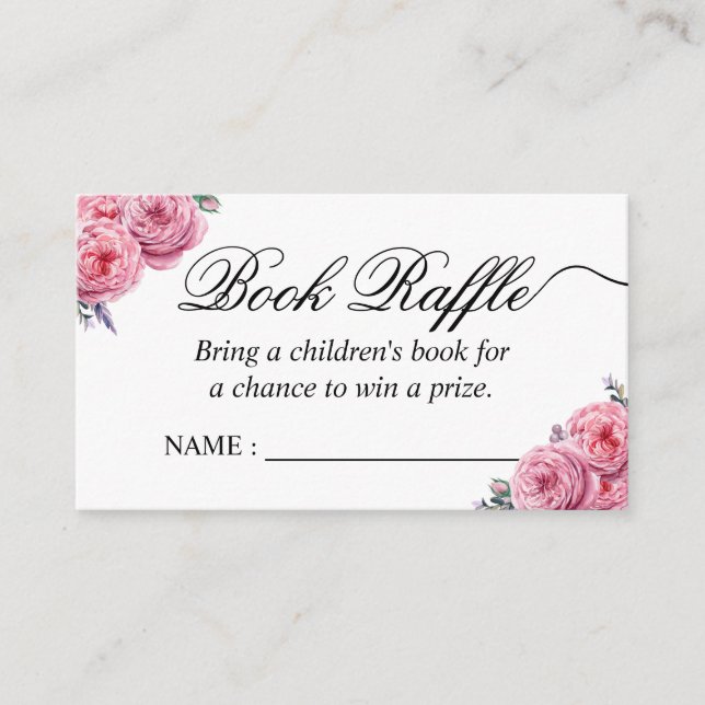 Book Raffle Floral Baby Shower Book Request Enclosure Card (Front)