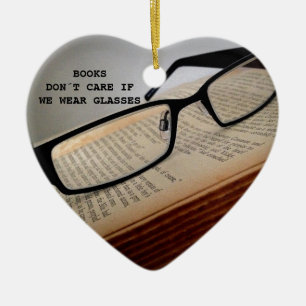 BOOK READER GLASSES POEM, BOOK LOVER CERAMIC ORNAMENT