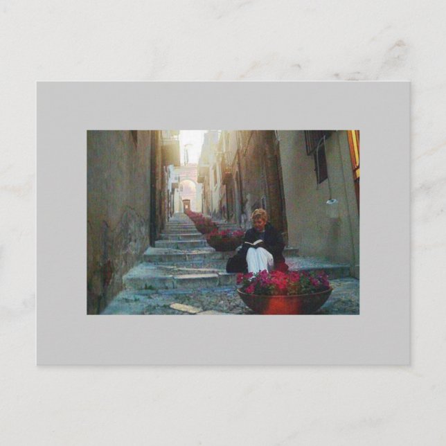 Book Reader in Cefalu Postcard (Front)