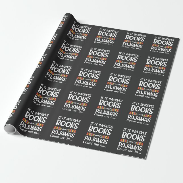 Book Reader Pajamas Bookworm Funny Reading Wrapping Paper (Unrolled)