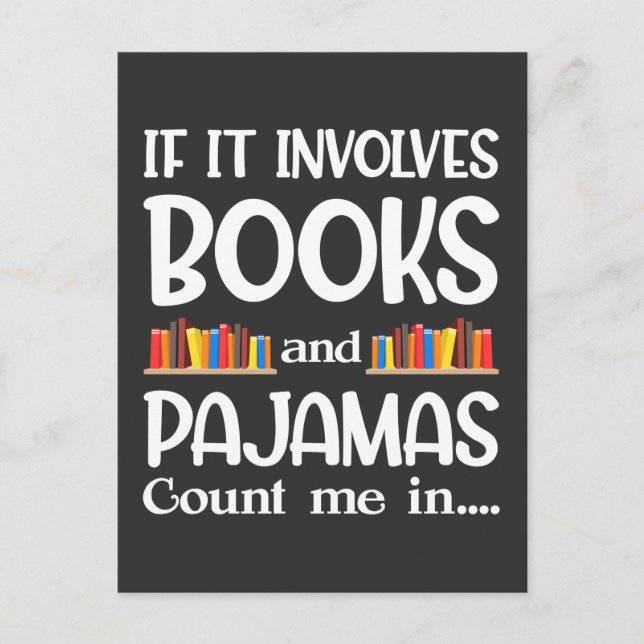 Book Reader Pyjamas Bookworm Funny Reading Postcard (Front)