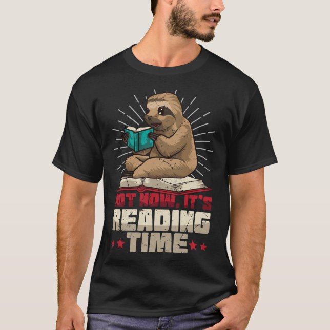 Book Reader  Sloth Bookworm Reading Book Club T-Shirt (Front)