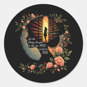 Book Reading Bookworm Book Lover Women Girls Libra Classic Round Sticker