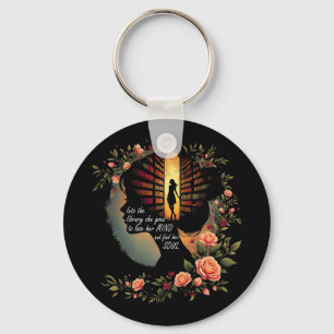 Book Reading Bookworm Book Lover Women Girls Libra Keychain