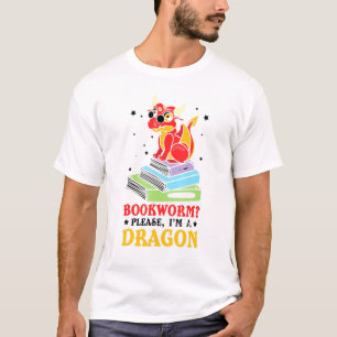 Book Reading Bookworm Dragon Fantasy Saying T-Shirt