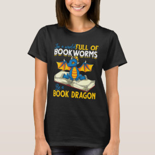 Book Reading  Bookworm Librarian Cute Book Dragon T-Shirt
