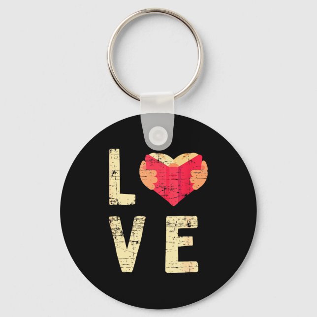 Book Reading Bookworm Valentines Day Gift Reading  Keychain (Front)