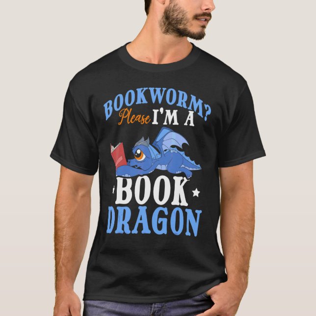Book  Reading Fantasy Creature Cute Book Dragon T-Shirt (Front)