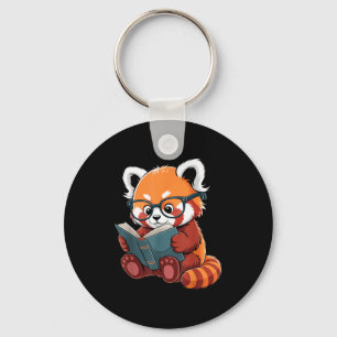 Book reading red panda reader animal cute red keychain