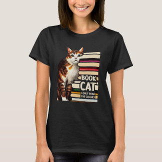 Book Reading Studying Cat Reader Kitten T-Shirt