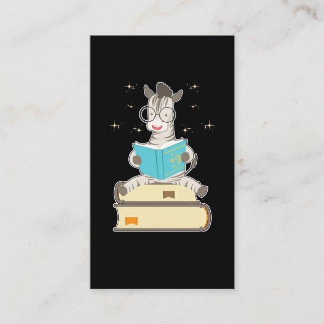 Book Reading Tea Coffee Bookworm Magical Zebra Business Card (Front)