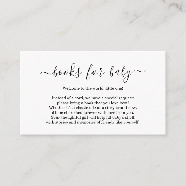Book Request Baby Shower Invitation Simple Script (Front)