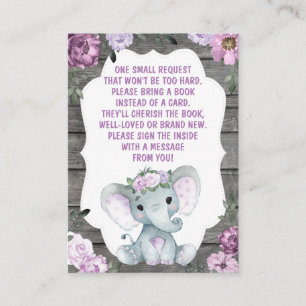 Book Request Card Girl Elephant Shower Purple