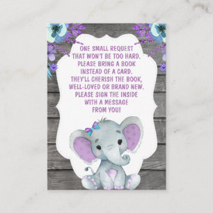 Book Request Card Girl Elephant Shower Purple Teal