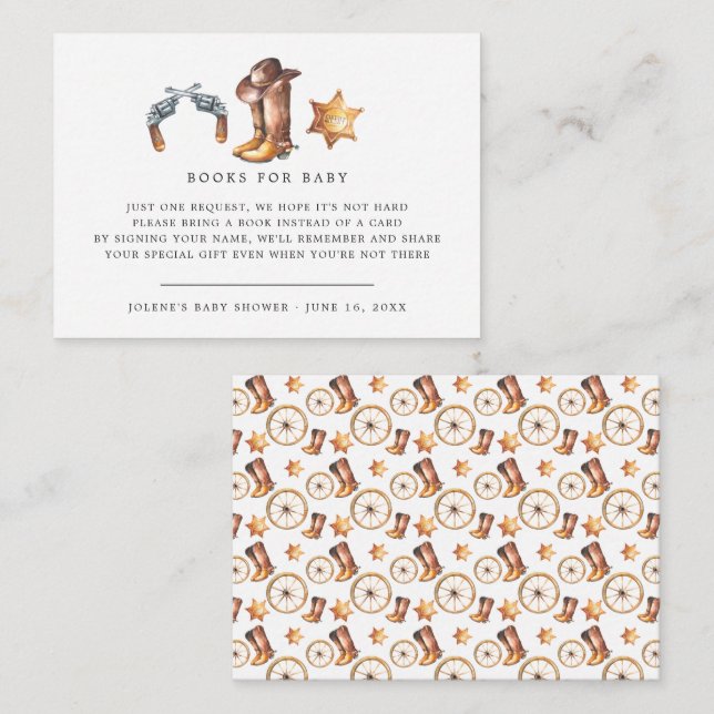 Book Request | Cowboy Country Western Enclosure Card (Front/Back)