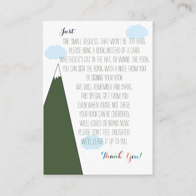 Book Request | Let the Adventure Begin Baby Shower Enclosure Card (Front)