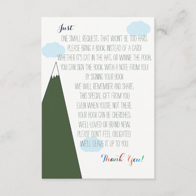 Book Request | Let the Adventure Begin Baby Shower Enclosure Card (Front)