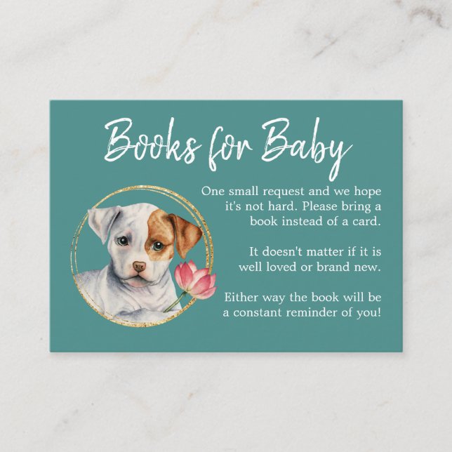 Book Request | Puppy Dog Baby Shower Enclosure Card (Front)