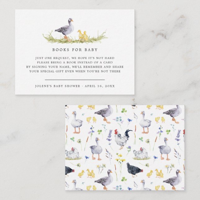 Book Request | Rustic Farmhouse Baby Shower Enclosure Card (Front/Back)