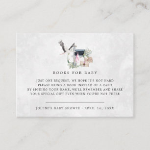 Book Request Stork Delivery Baby Shower Enclosure Card