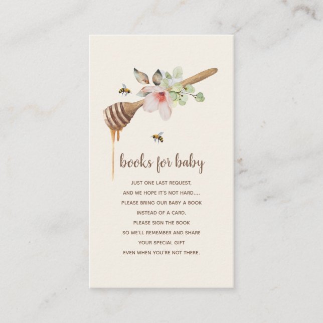 Book Request Sweet As Can Bee Honey Baby Shower Enclosure Card (Front)