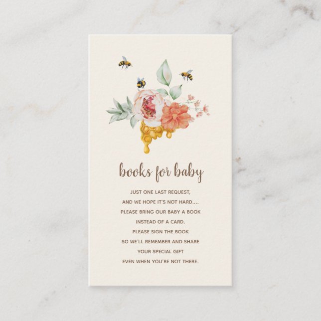 Book Request Sweet As Can Bee Honey Baby Shower Enclosure Card (Front)