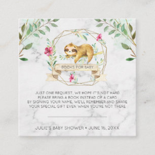 Book Request Tropical Sloth Baby Shower Enclosure Card