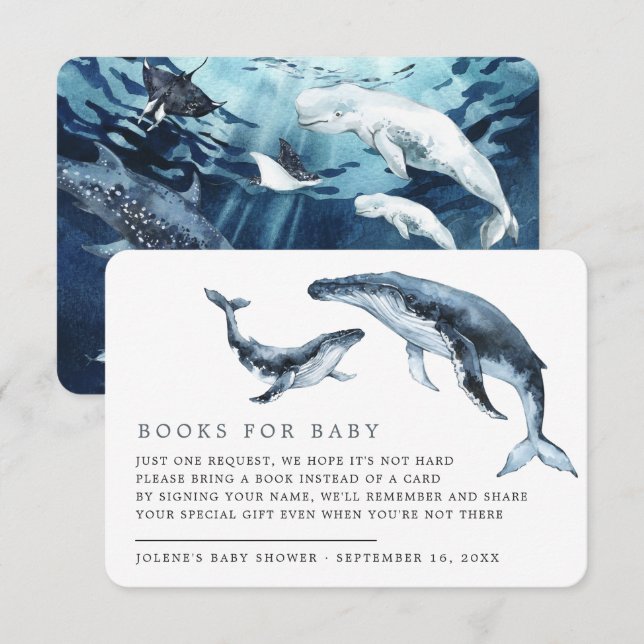 Book Request | Under the Sea Ocean Baby Shower Enclosure Card (Front/Back)