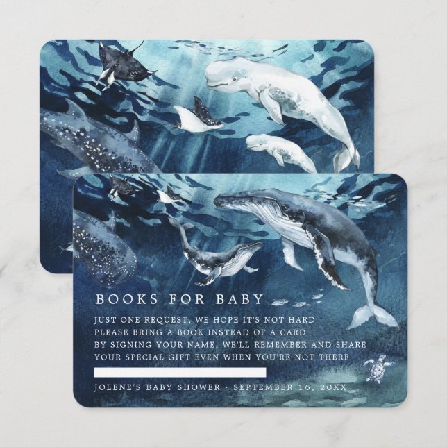 Book Request | Under the Sea Ocean Baby Shower  Enclosure Card (Front/Back)