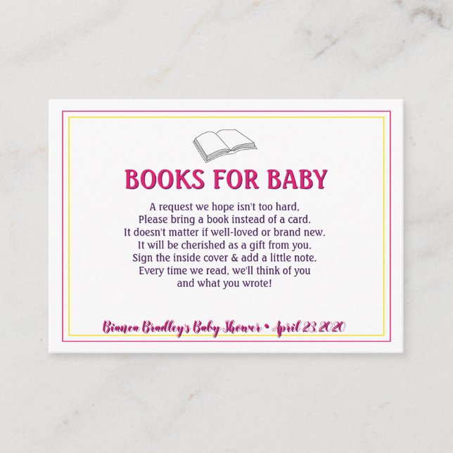 Book Request Wildflowers Watercolor Baby Shower Enclosure Card (Front)