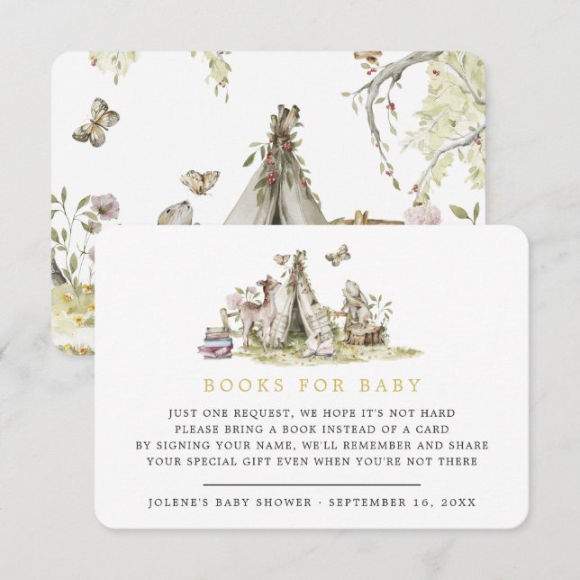 Book Request | Woodland Forest Baby Animals  Enclosure Card (Front/Back)
