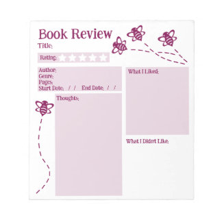 Book Review Reading Bee Notepad